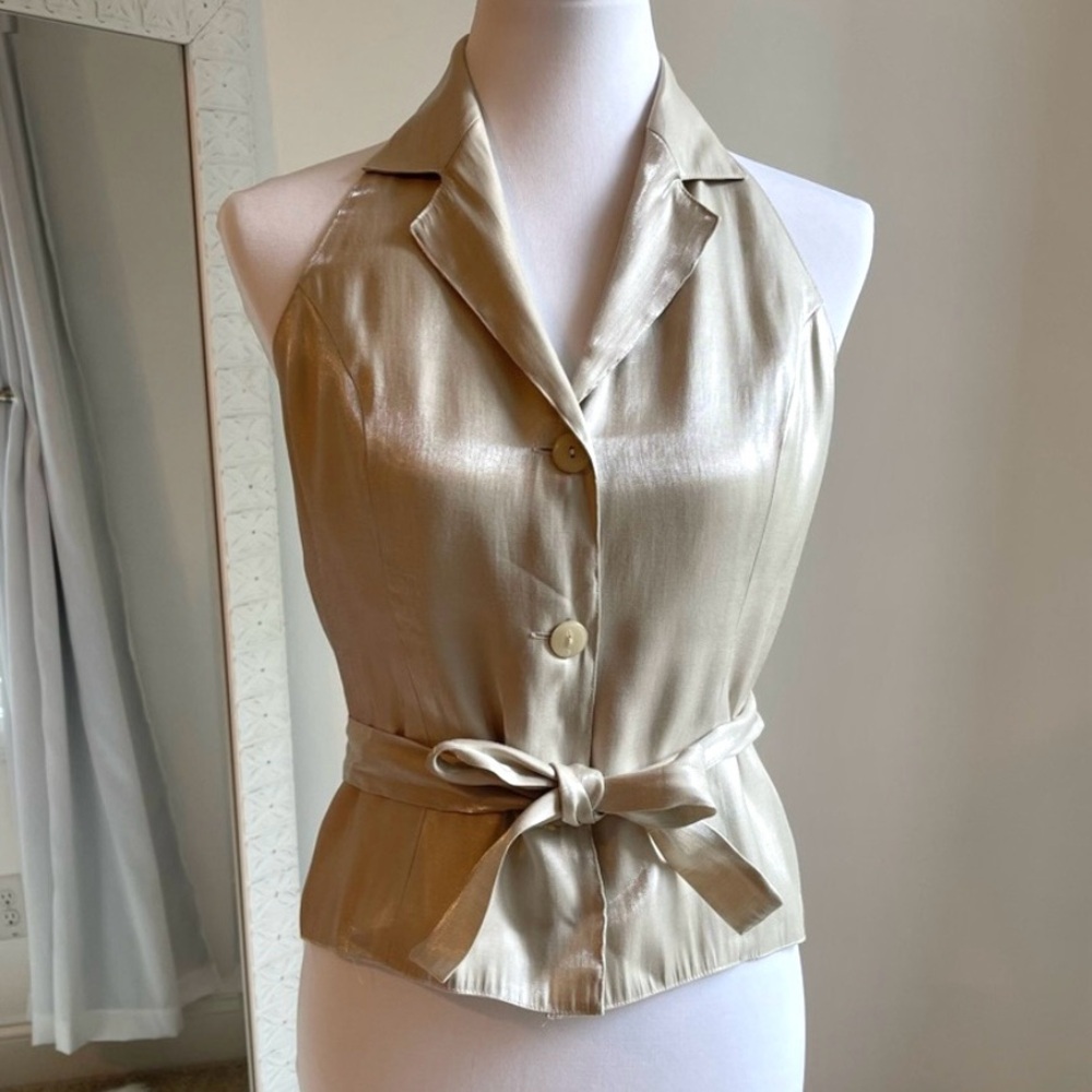 The Limited Gold Satin Halter Top